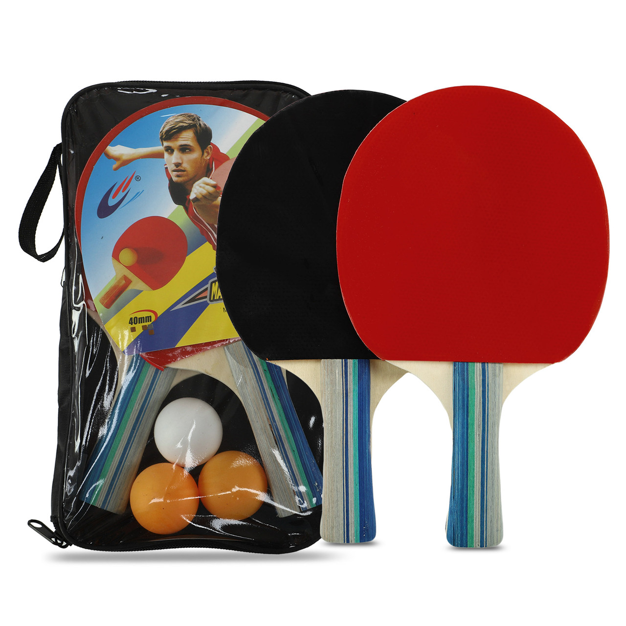 Набір для настільного тенісу Magical MT-808 2 ракетки 3 м'яча чохол, фото 1