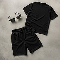 Спортивний костюм чоловічий літній чорний легкий базовий комфортний однотонний