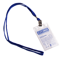 Бейдж-идентификатор (вертикальный пластиковый 64х108мм, со шнурком на клипе)  BUROMAX