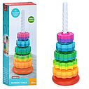 Дитяча розвиваюча гвинтова тактильна мега пірамідка 31403 з шестернями, фото 8