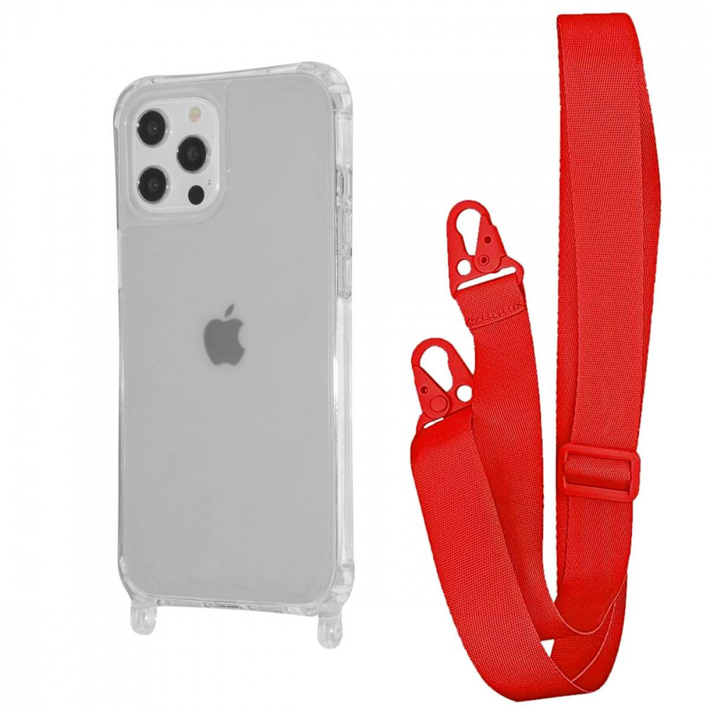 Чохол WAVE Clear Case With Strap для Iphone 12 Pro Max Red, фото 1
