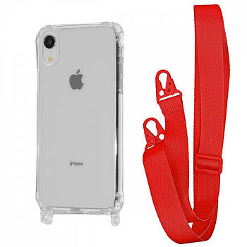 Чохол WAVE Clear Case With Strap для Iphone Xr Red