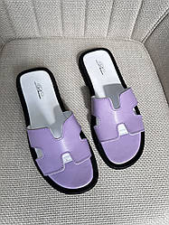 Шкіряні літні шльопанці 38 розмір бузкові