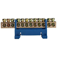 Шина нульова 12 отворів (6x9) GISELT у ізоляторі DIN, сполучна, електрична для автоматів