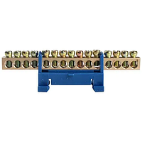 Шина нульова 15 отворів (6x9) GISELT у ізоляторі DIN, з'єднувальна, електрична для автоматів