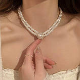 Вінтажний перловий чокер /Намисто з каменем "Аріана" з білих перлів, фото 4