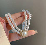 Вінтажний перловий чокер /Намисто з каменем "Аріана" з білих перлів, фото 6