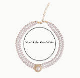 Вінтажний перловий чокер /Намисто з каменем "Аріана" з білих перлів, фото 8