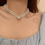 Вінтажний перловий чокер /Намисто з каменем "Аріана" з білих перлів, фото 5