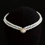 Вінтажний перловий чокер /Намисто з каменем "Аріана" з білих перлів, фото 3