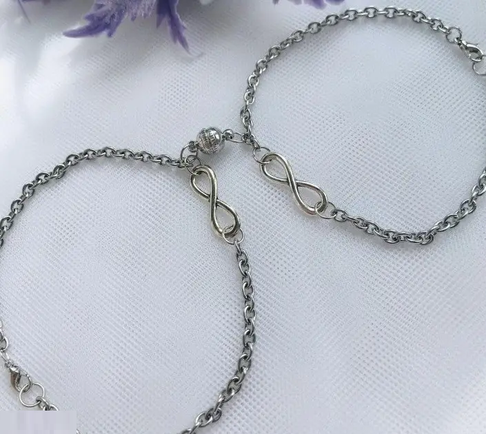 Парні браслети з безкінечністю на магніті для двох закоханих притягуються дві половинки, фото 1