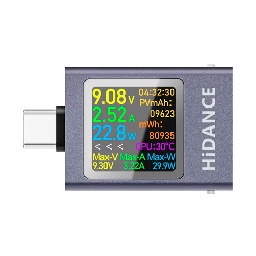 USB тестер струму, напруги, ємності, Type-C, Hidance HDC-085C, фото 1