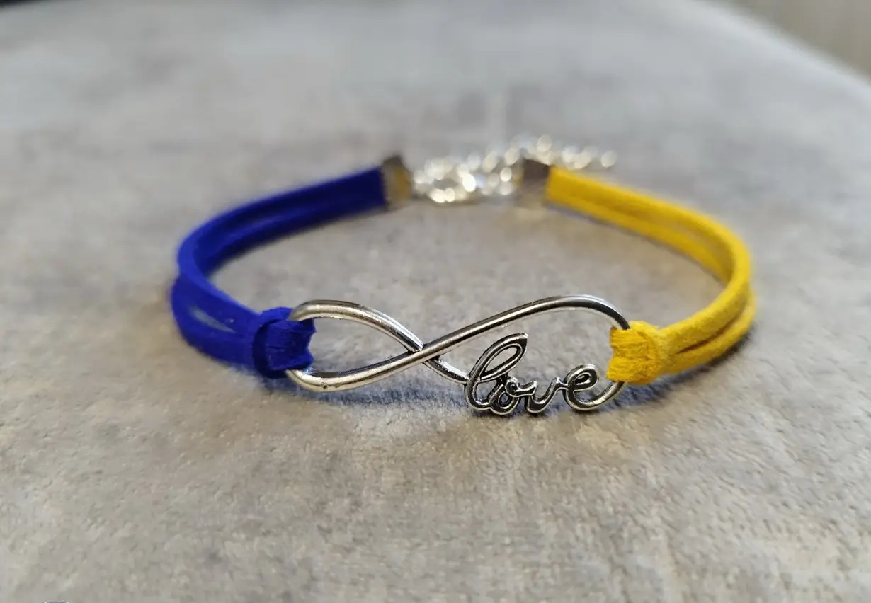 Браслет знак безкінечності Love Ukraine в патріотичному жовто-синьому кольорі Україна, фото 1