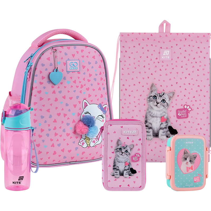 Шкільний набір GoPack 5 в 1 Education Fluffy Kitten go25-165s-2, фото 1