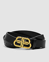 Женский Ремень Баленсиага Брендовый Черный Тонкий Из Кожи С Пряжкой Старое Золото Balenciaga DBUY Жіночий