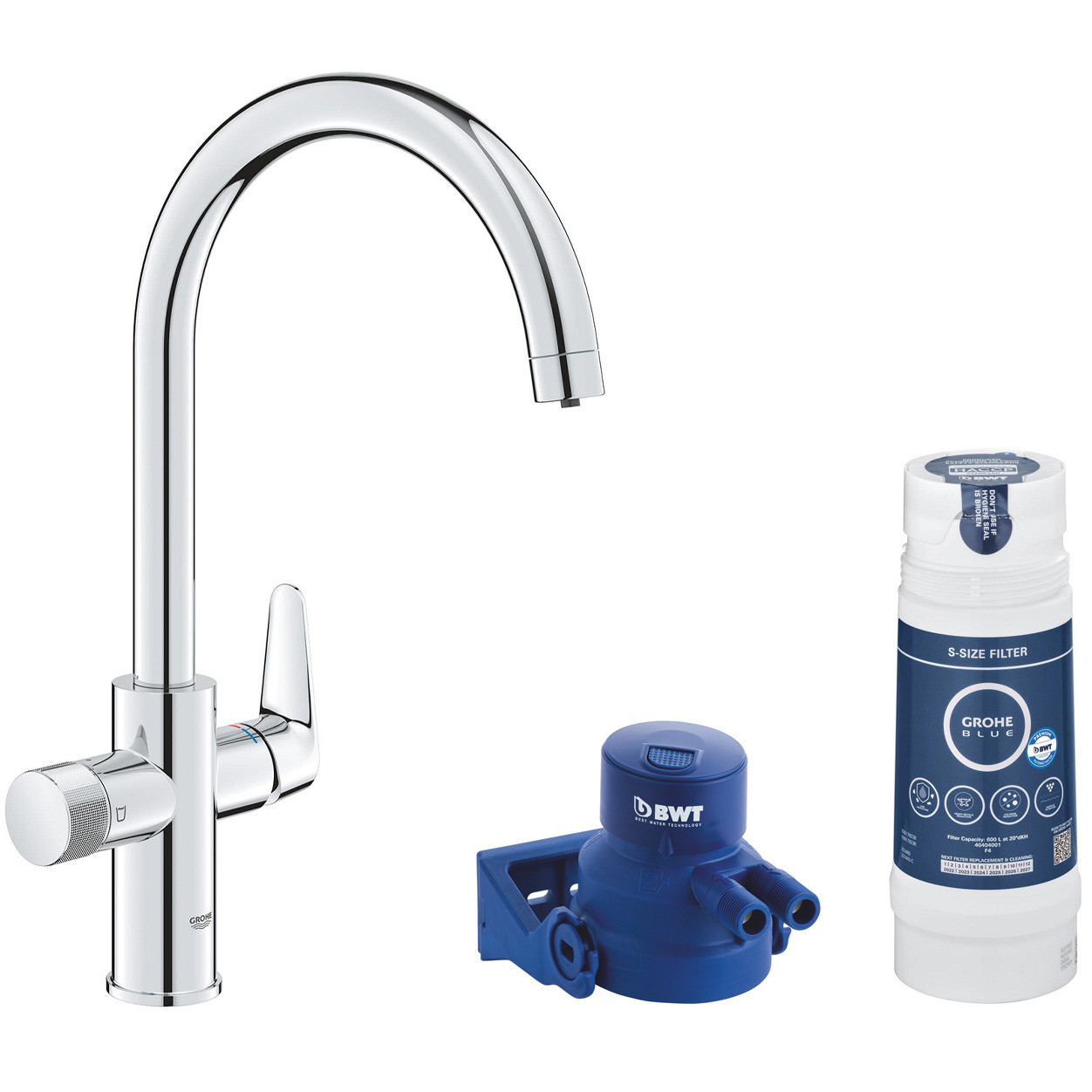 Змішувач для кухні із краном для фільтрованої води GROHE Blue Pure StartCurve хром латунь CV035615, фото 1