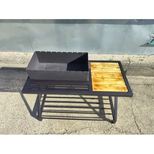 Мангал VESUVI Лофт зі столом та дровницею для пікніка на дачі, для заміського будинку, фото 1