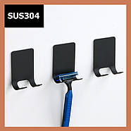 Тримач для бритви самоклеючий - гачок настінний - black, фото 4