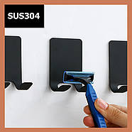 Тримач для бритви самоклеючий - гачок настінний - black, фото 6