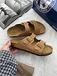 Чоловічі літні шльопанці Birkenstock Arizona Chestnut (коричневі) модне літнє взуття brk-0006 Біркеншток топ, фото 8