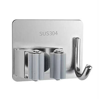 Тримач для швабри з гачком з нержавіючої сталі SUS304 - самоклеючий - SLV