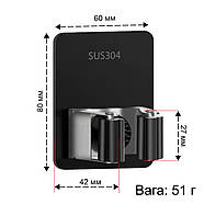 Самоклеючий тримач для швабри - нержавіюча сталь SUS304 - без свердління і клею - BLACK, фото 3