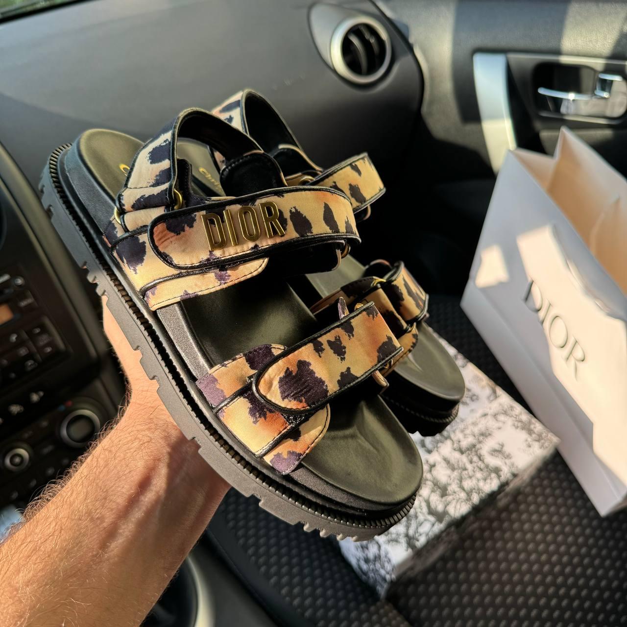 Жіночі сандалії Dior Sandals Leopard Black (леопардові) модні босоніжки на літо 143 Діор vkross, фото 1