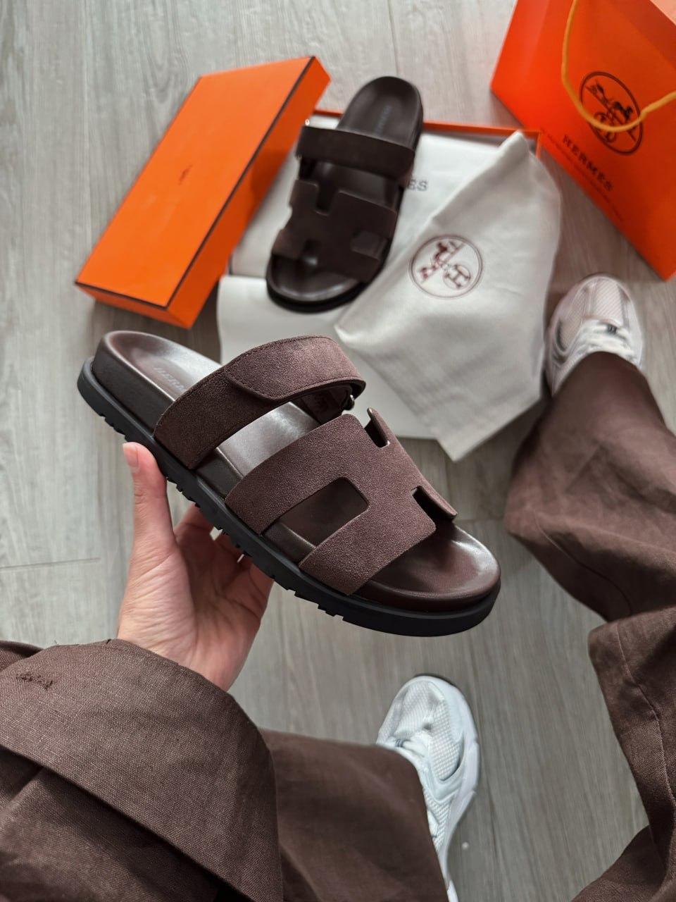 Жіночі повсякденні шльопанці Hermes Chypre Sandal Beige (коричневі) модні літні шльопанці Гермес vkross, фото 1