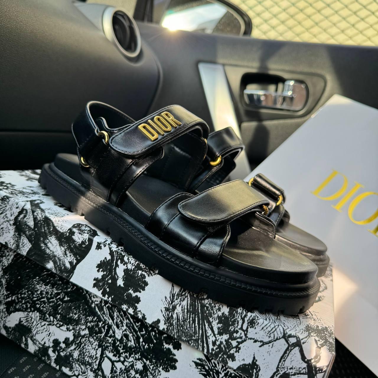 Жіночі сандалії Dior Sandals Black Premium (чорні) модні босоніжки на літо 144 Діор vkross, фото 1