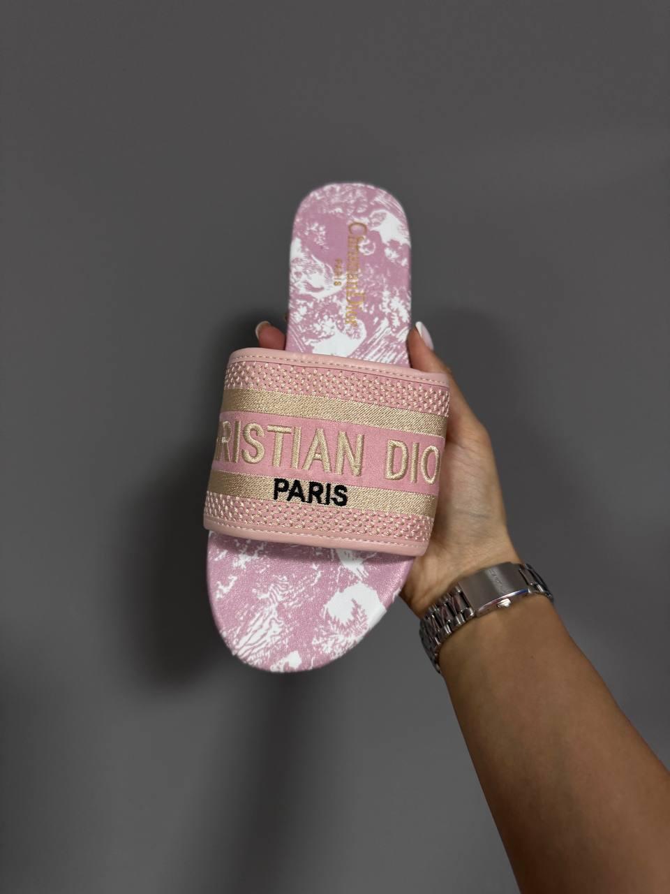 Жіночі шльопанці Christian Dior DWAY SLIDE PINK (рожеві) модні босоніжки на літо 1271 Діор vkross, фото 1
