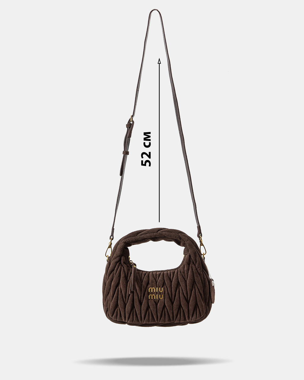 Жіноча стильна сумка Miu Miu Wander bag suede (коричнева) подарункова на довгому замшевому ремені A0191 vkross, фото 1