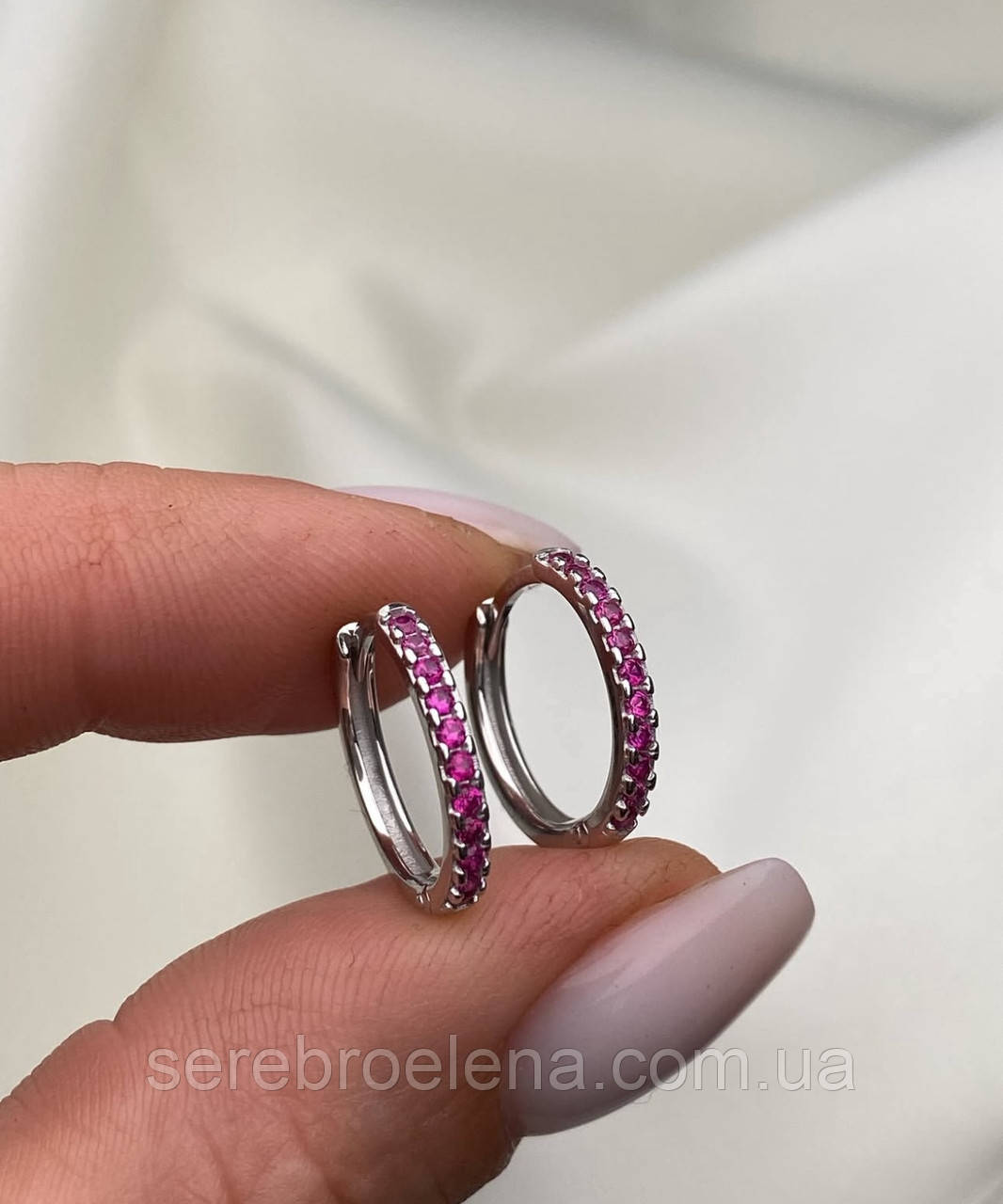 Срібні сережки кільця конго, родій, фото 1