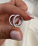 Срібні сережки кільця конго, родій, фото 2