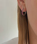 Срібні сережки кільця конго, родій, фото 3