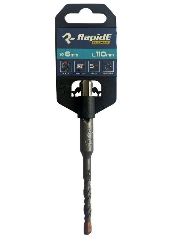 Сверло бур по бетону для перфоратора, с победитовой напайкой, Бур SDS RapidE 6*110 мм, фото 1