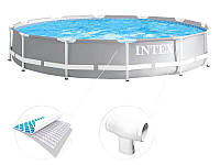 Каркасний басейн надувний для дачі, Басейн каркасний глибокий, Величезний каркасний басейн (366x76см) Intex, EZA