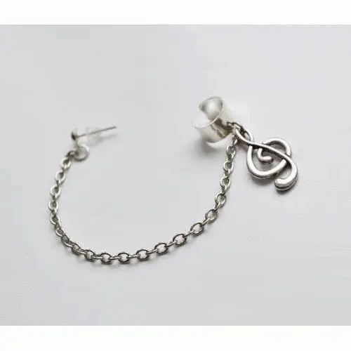 Сережка каф скрипичний ключ із скрипічним ключем кліпс на вухо без проколювання вгорі кліпса 1шт срібний колір, фото 1