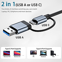 Мережева карта Deepfox-2501 Gigabit Type C/Type A 6 in 2 алюмінієва USB 3.2 hub RJ45 мережевий адаптер 1000 Мбіт/с, фото 2