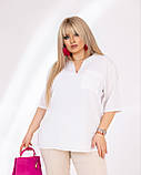 Літня жіноча пряма однотонна блузка великих розмірів (р.52-58). Арт-1010/11, фото 7