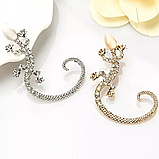 Кафф кліпс на вухо Ящірка кристали сережка Earcuff, фото 2