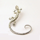 Кафф кліпс на вухо Ящірка кристали сережка Earcuff, фото 3