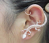 Кафф кліпс на вухо Ящірка кристали сережка Earcuff, фото 4