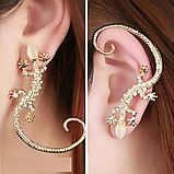 Кафф кліпс на вухо Ящірка кристали сережка Earcuff, фото 7