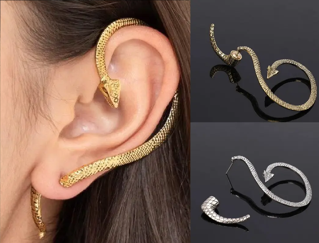 Кафф кліпс на вухо у формі змії Змія серьга Earcuff, фото 1