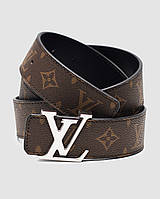 Женский Ремень Луи Виттон Брендовый Серебристый Классический Кожаный Louis Vuitton Денвер Жіночий Ремінь Луї