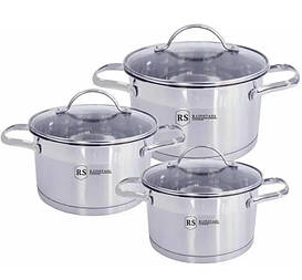 Набір з 3-х каструль 1.8, 2.5, 3.4 л. з нержавіючої сталі та топовим капсульним 5-ти слойним дном