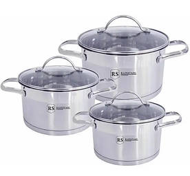 Набір з 3-х каструль 1.8, 2.5, 3.4 л. з нержавіючої сталі та топовим капсульним 5-ти слойним дном