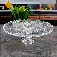 Тортівниця скляна на ніжці кругла Bohemia Perseus Nova 31 см прозора 69003/99004/310
