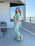 💥 Костюм з натурального льону в стильну вертикальну смужку оливка— ідеальний вибір для літа!, фото 3