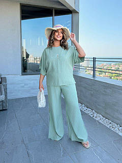 💥 Костюм з натурального льону в стильну вертикальну смужку оливка— ідеальний вибір для літа!